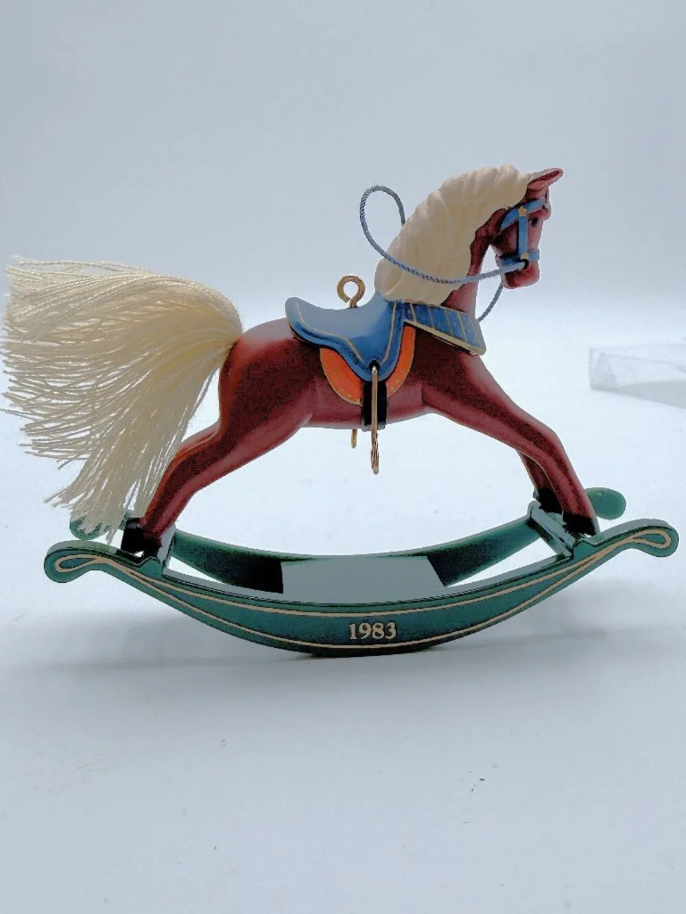 Hallmark Vtg 1983 Rocking Horse Ornament & 1981 Inspired Rocking Horse Lapel Pin
